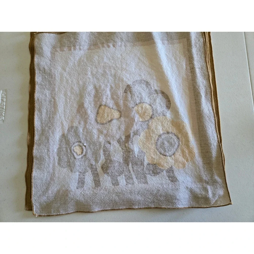 Vintage 70s Floral Cloth Napkins Set of 6 Brown Tan Yellow Retro MCM Mid-Century